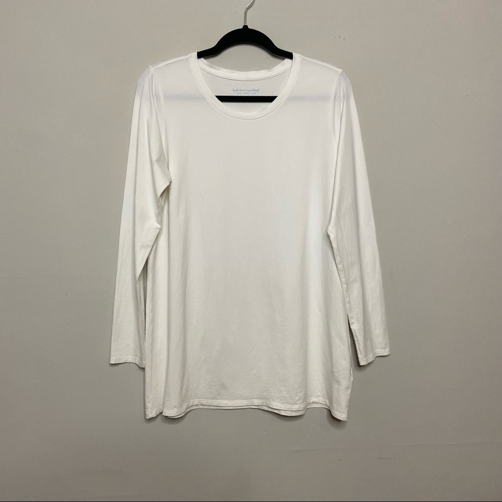 Soft Surroundings Long Sleeve Tee Shirt Longline Lagenlook Pima Cotton Spandex